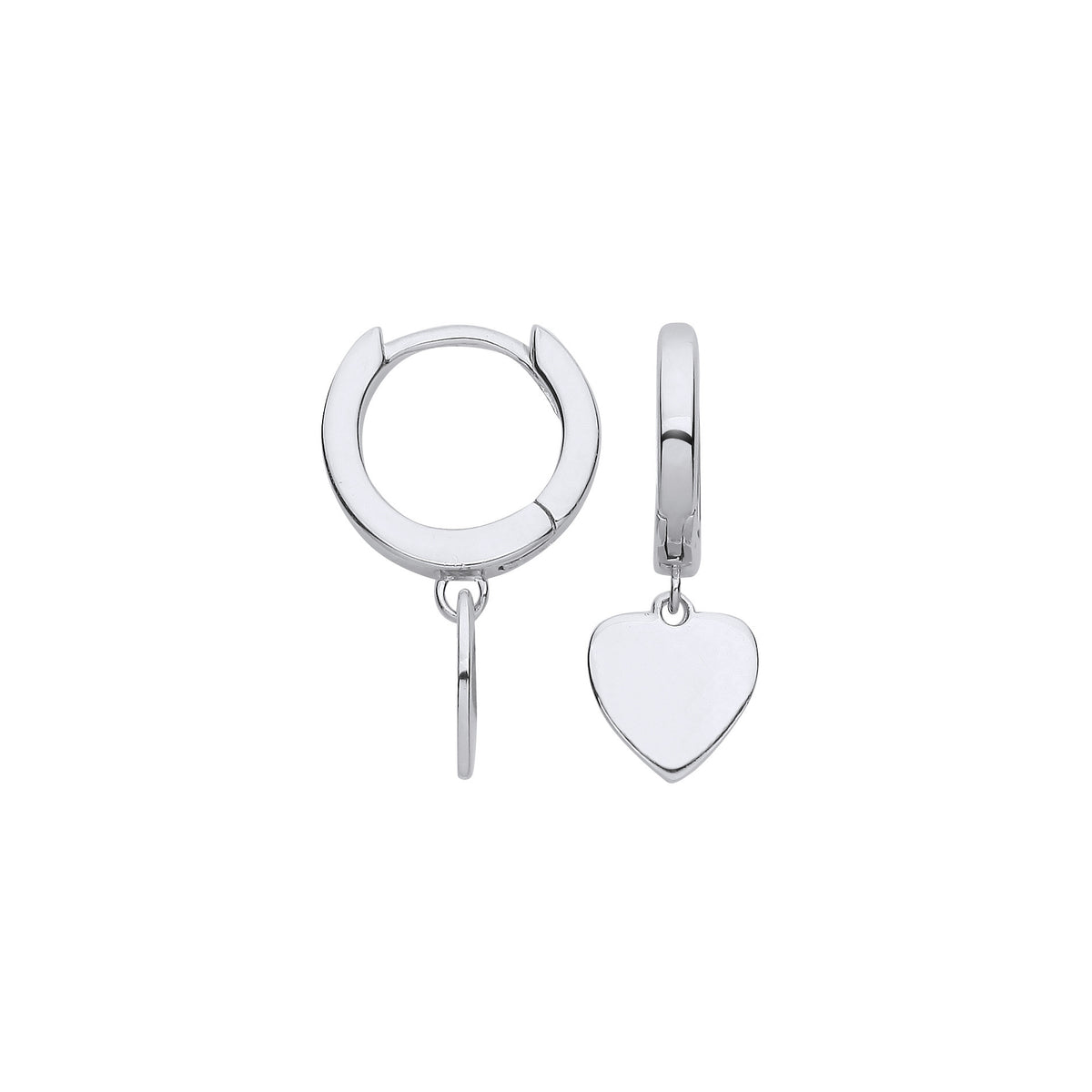 Sterling Silver Heart Hinged Huggie Hoop Earrings