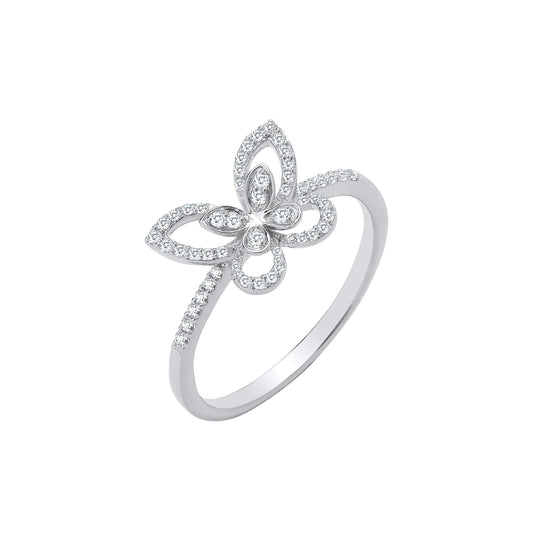 9ct White Gold Butterfly 0.19ct Diamond Ring