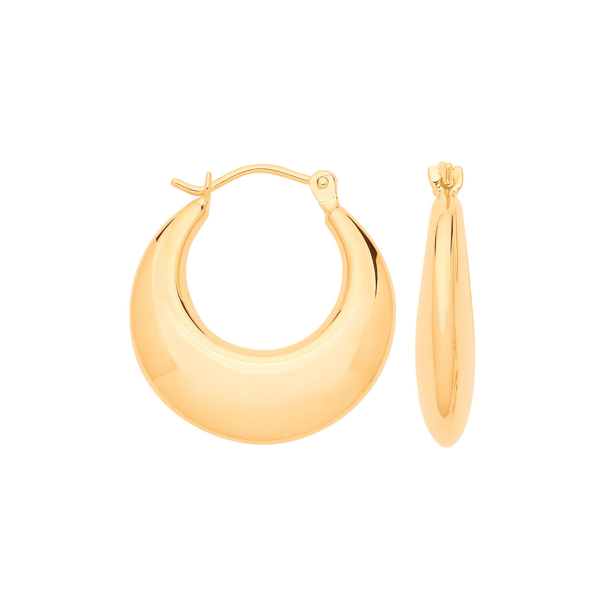 9ct Yellow Gold Curved Creole Hollow Hoop Earrings