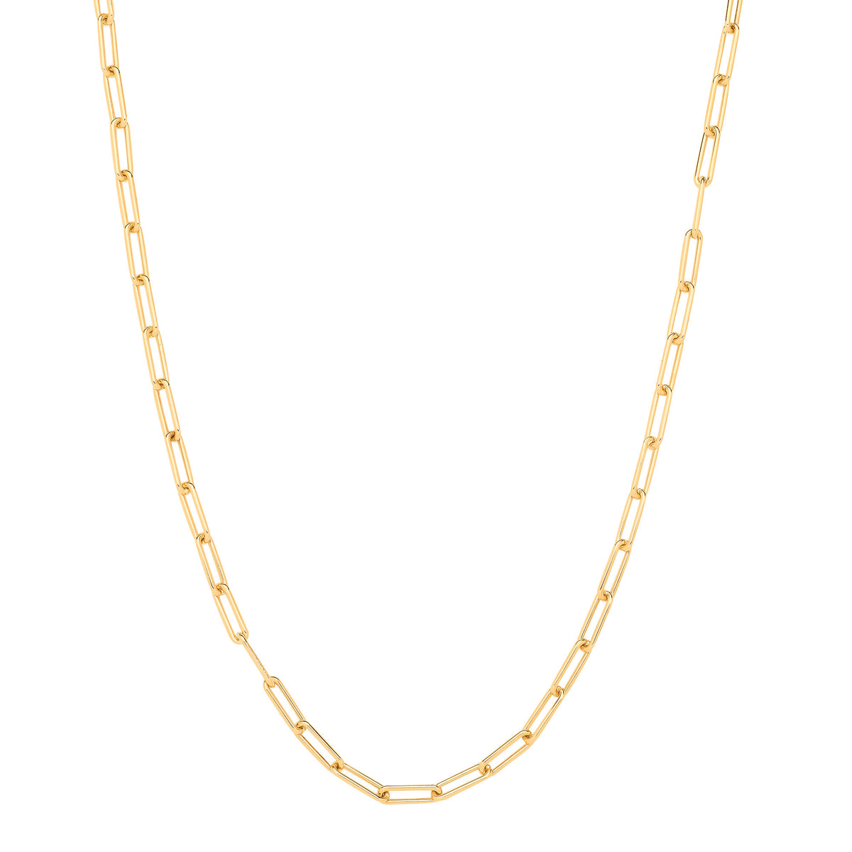 14ct Yellow Gold Plated 4.6mm Hollow Paperclip Chain Necklace & Bracelet