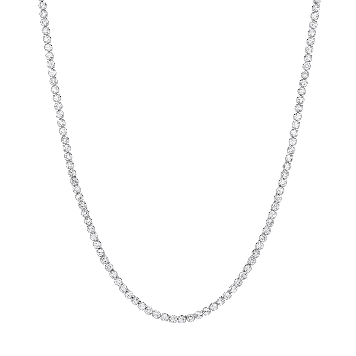 9ct White Gold 15.00ctw Lab-Grown 17-Inch Diamond Tennis Necklace (WGI Certified)