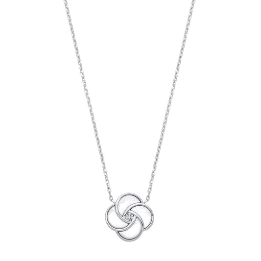 Sterling Silver White Shell Swirl Pendant Necklace