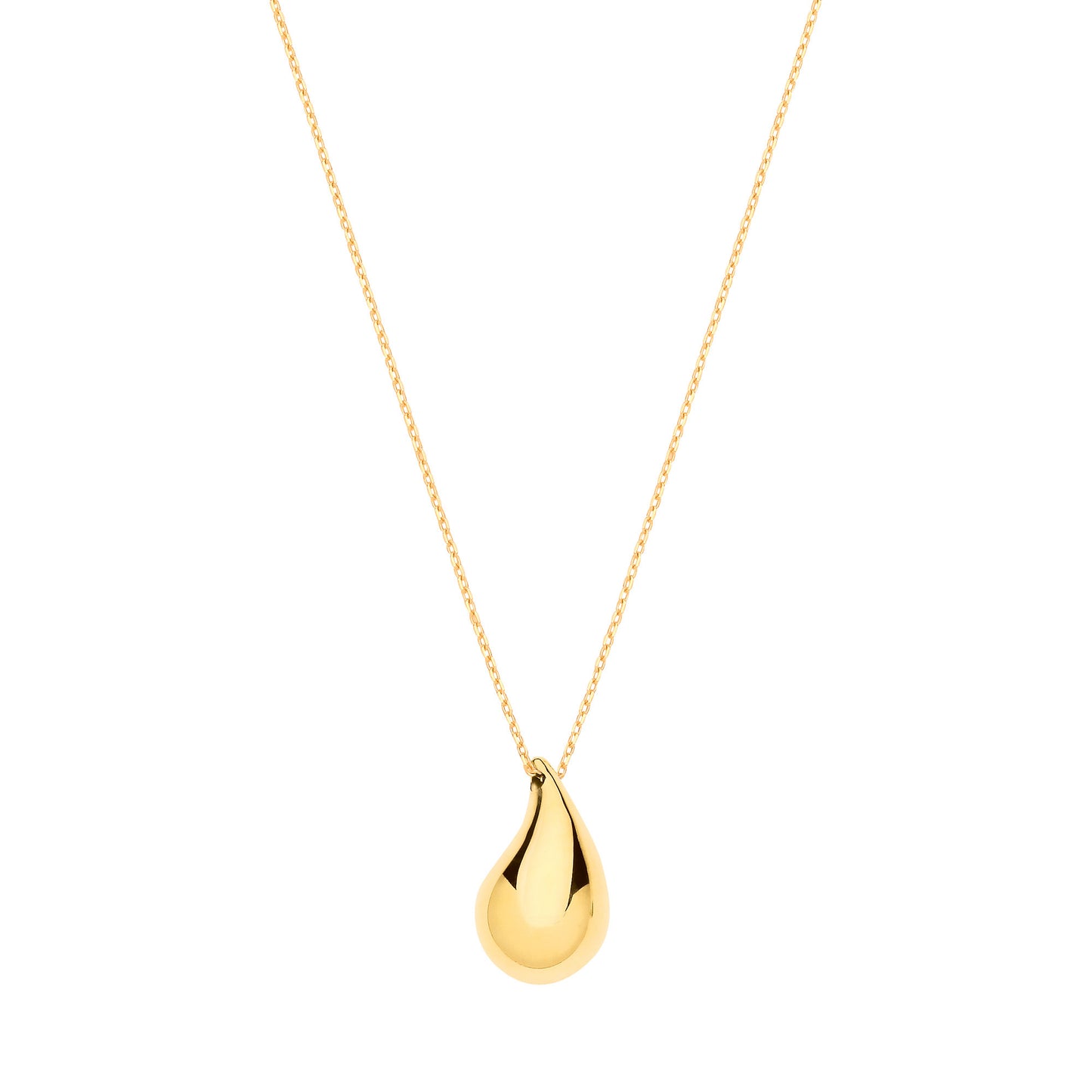 9ct Yellow Gold Puffed Teardrop Pendant Chain
