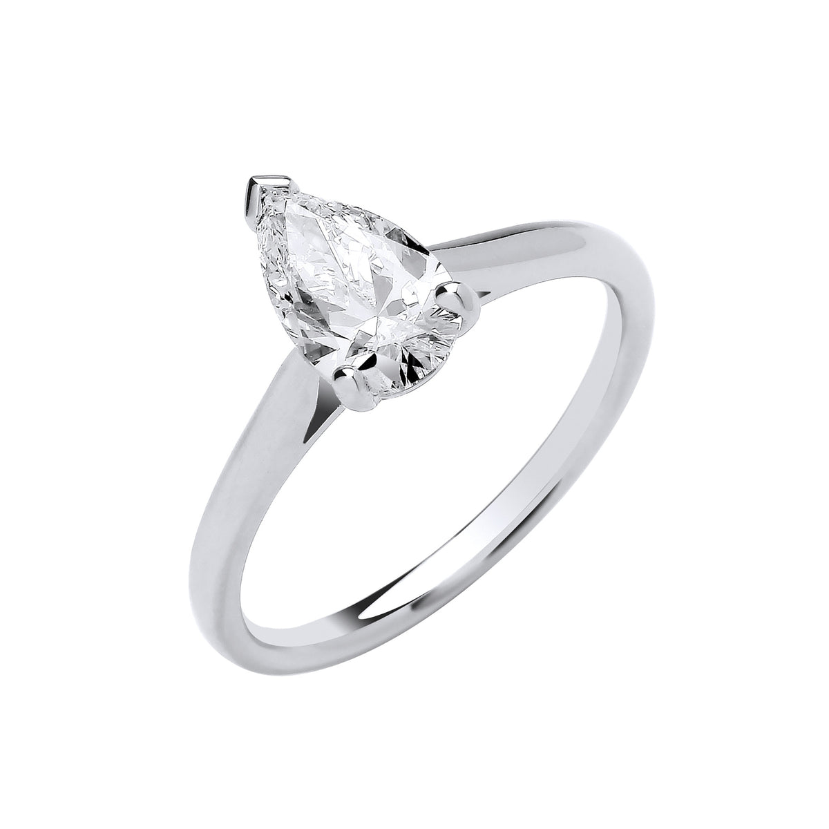 18ct White Gold 1.00ctw Pear Cut Lab-Grown Diamond Ring (IGI Certified)