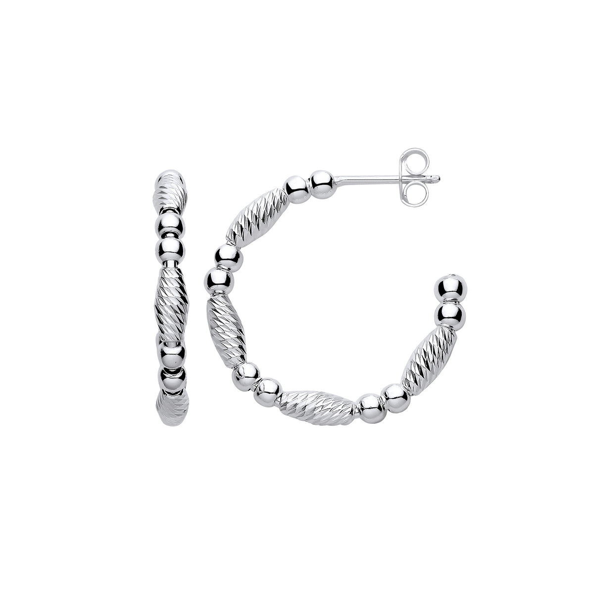 Sterling Silver Beads and Twist Hoop Earrings