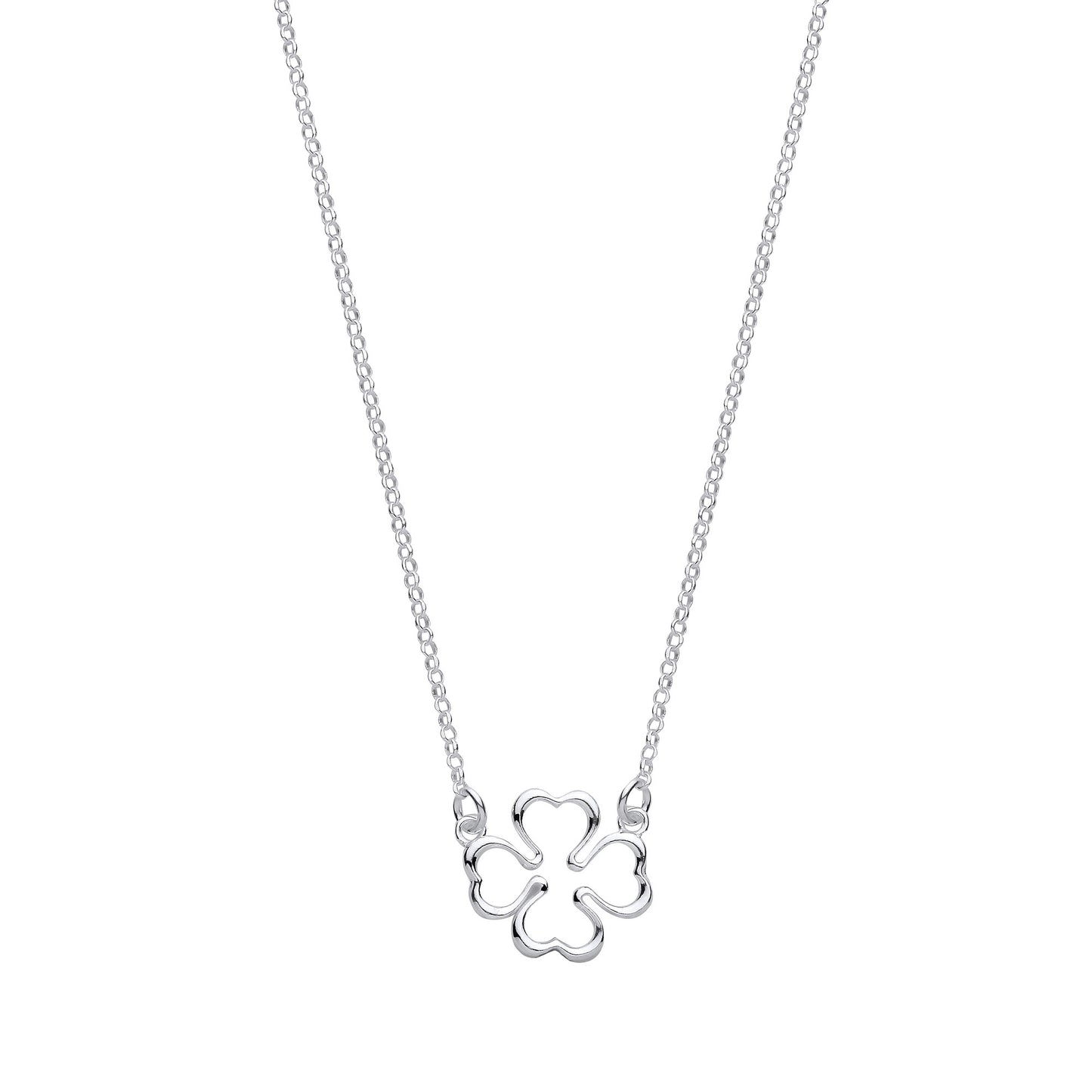 Silver Four Leaf Clover Pendant Chain