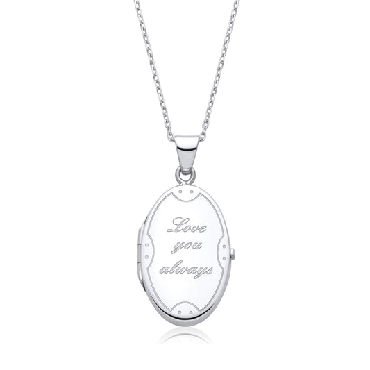 Love You Always Oval Silver Locket