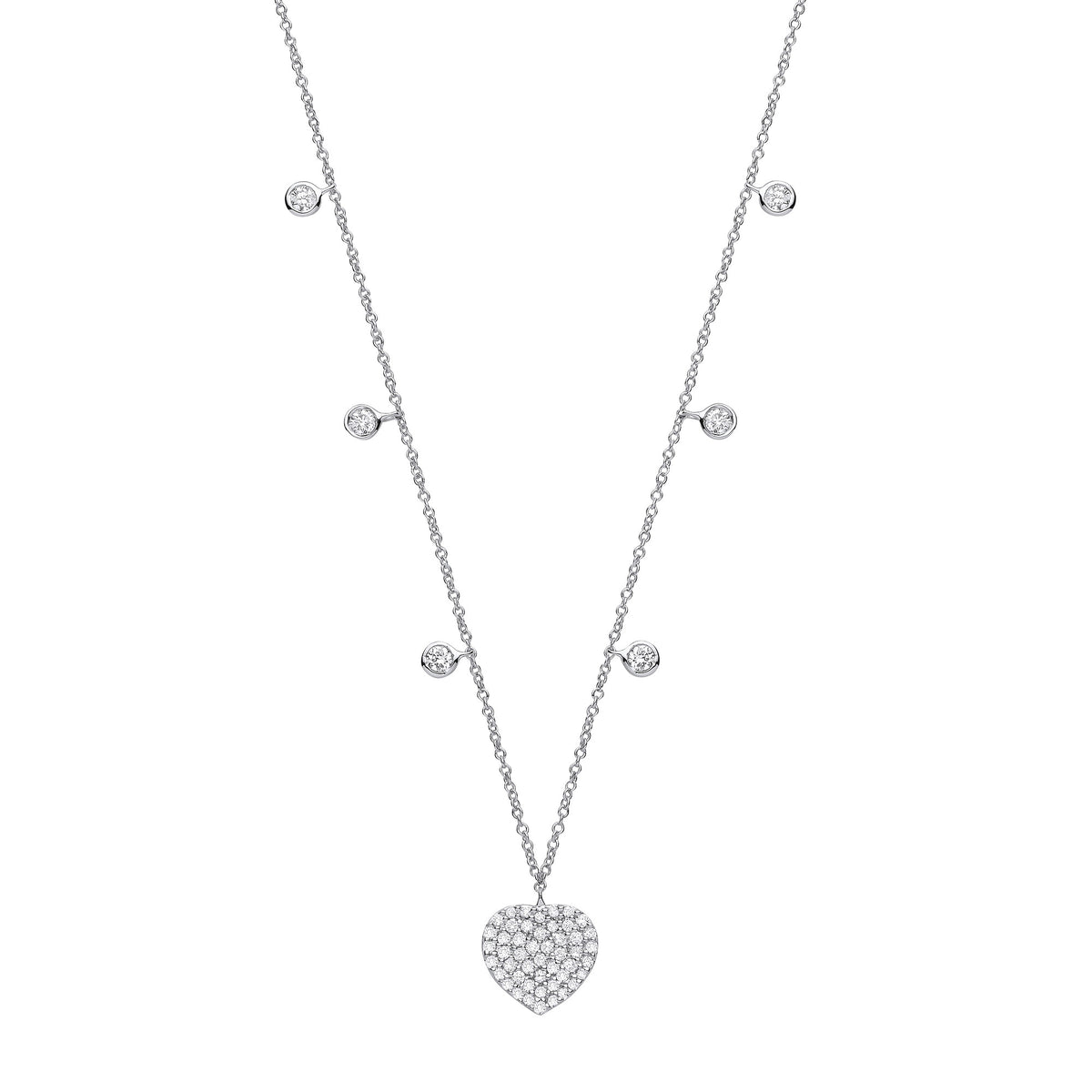 9ct White Gold 0.45ctw Diamond Heart Necklace