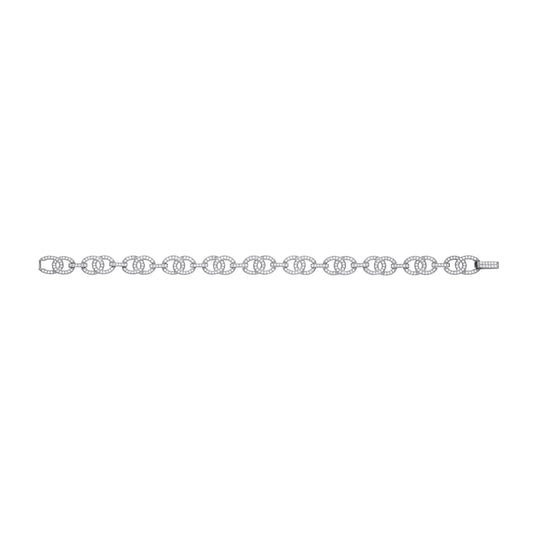 Silver Interlocked Circles CZ Ladies Bracelet