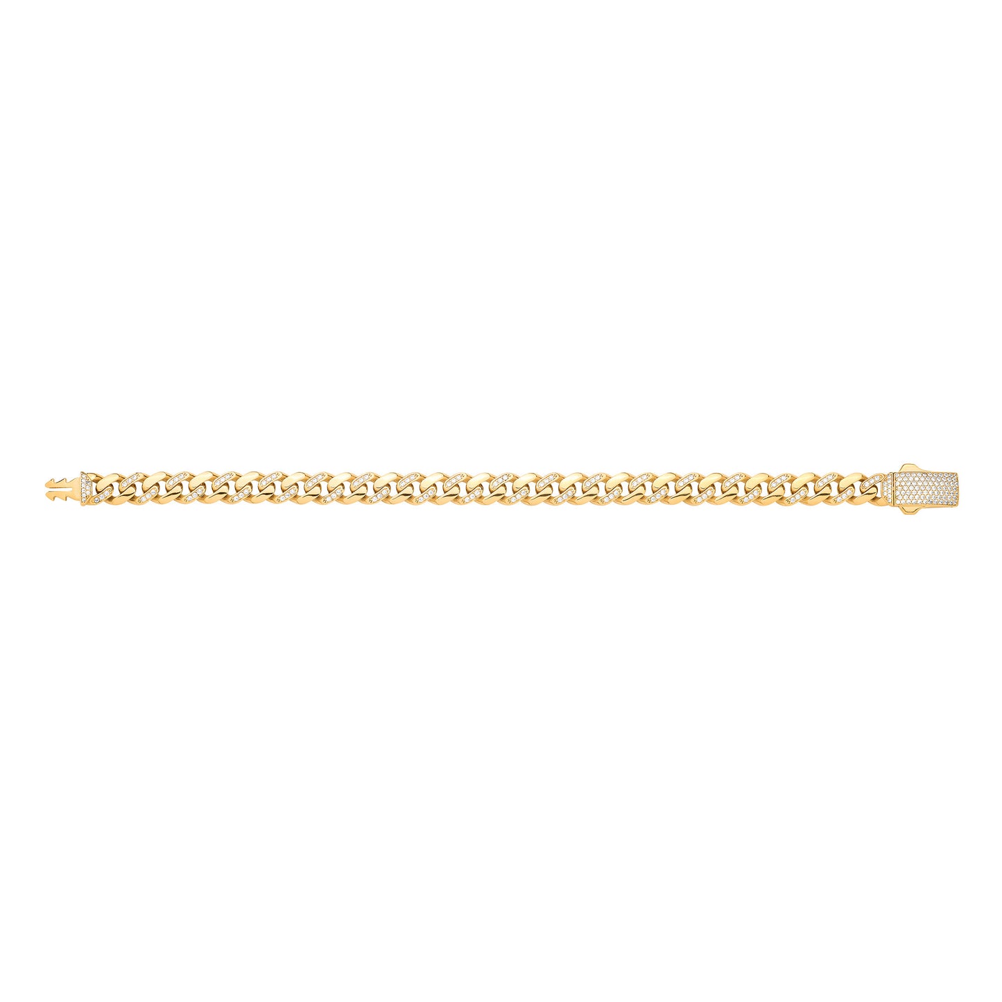 9ct Yellow Gold Cz Curb 8mm Gents Bracelet