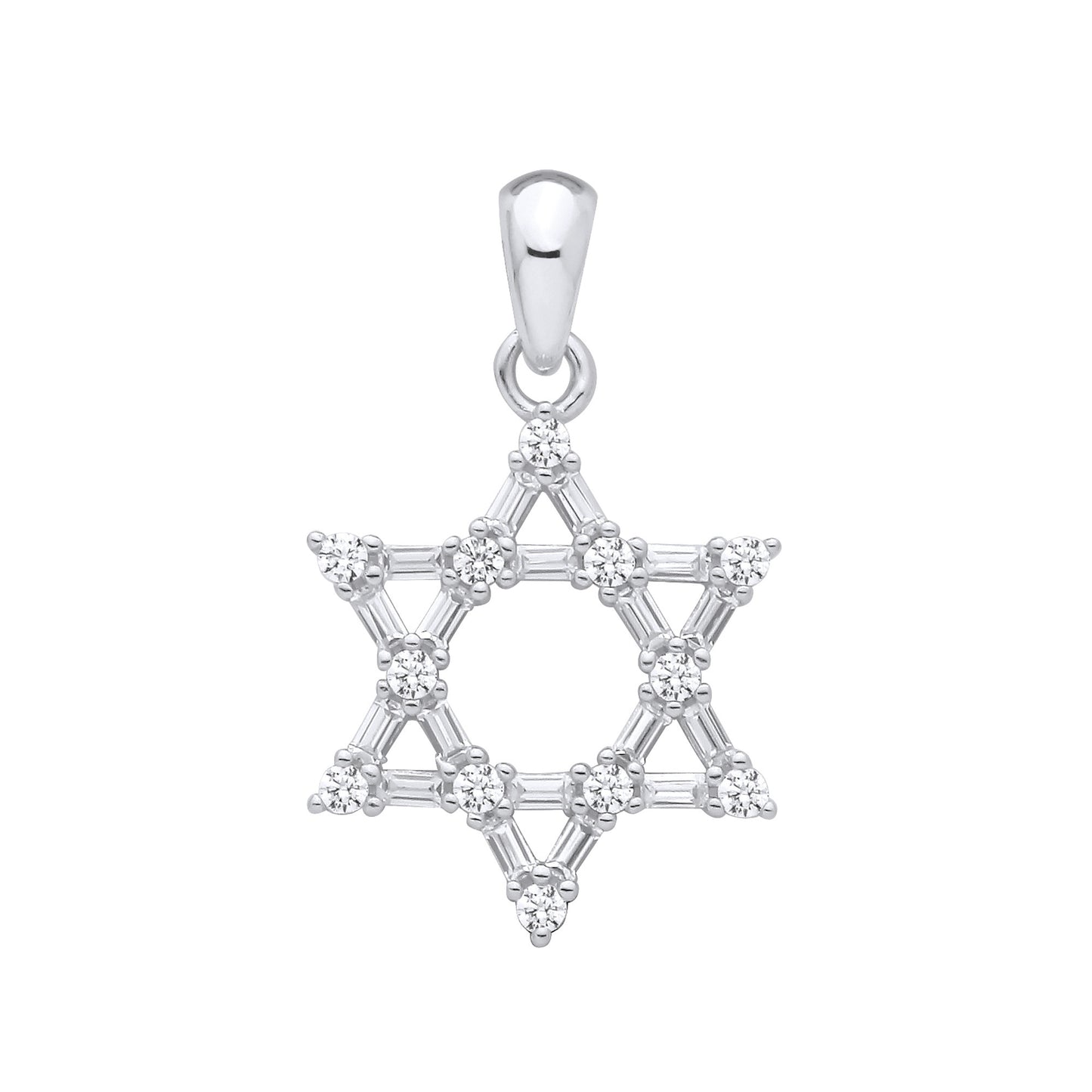 Silver CZs Star of David Pendant
