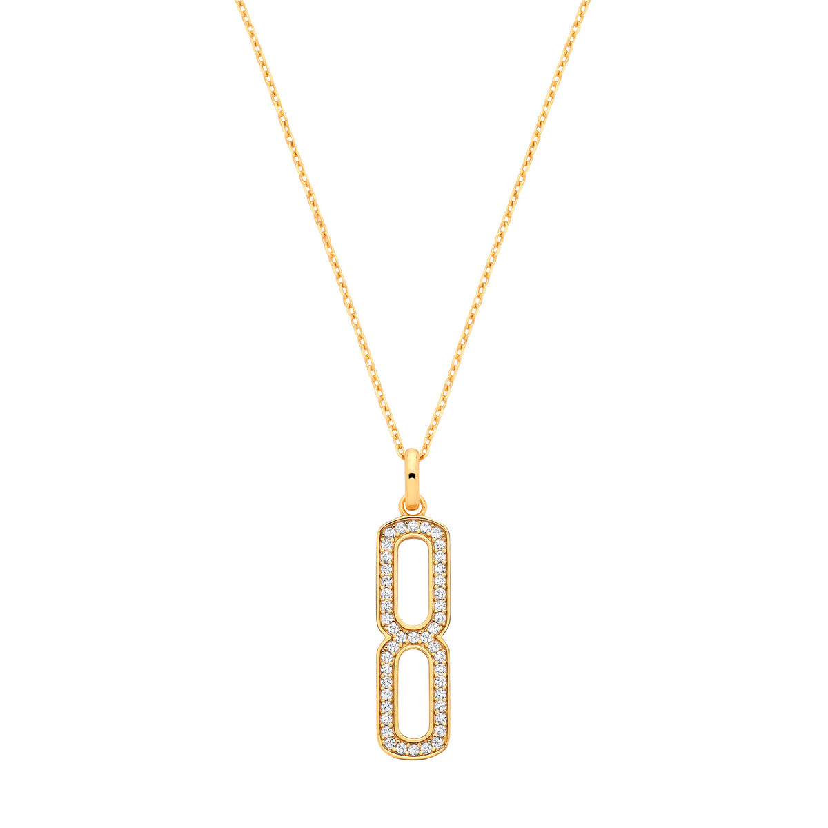 Silver 18ct Yellow Gold Plated Necklace with CZ Paper Clip Drop Pendant