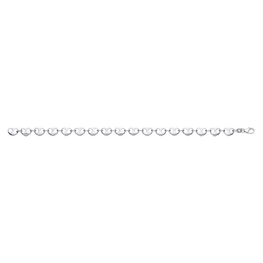 Sterling Silver Heart Bean Ladies Bracelet