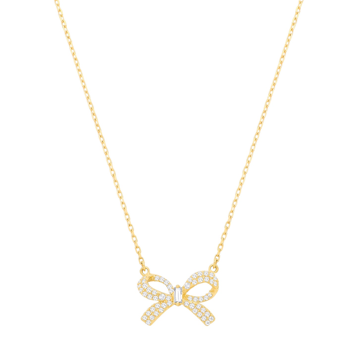 9ct Yellow Gold Cz Bow Chain