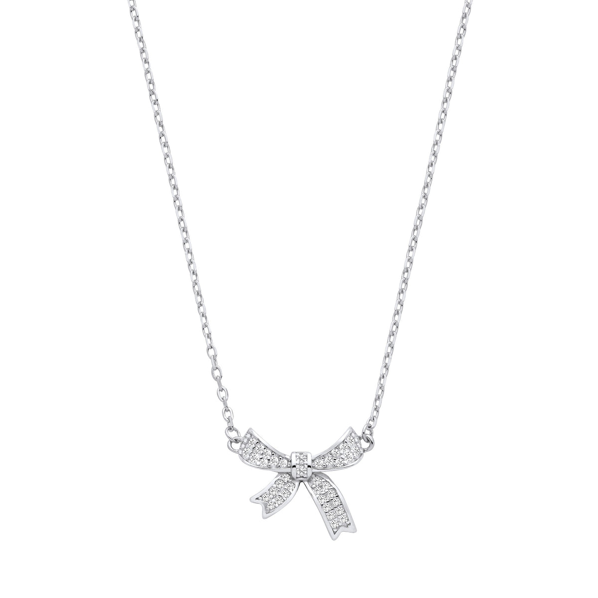 Sterling Silver CZ Bow Pendant Chain