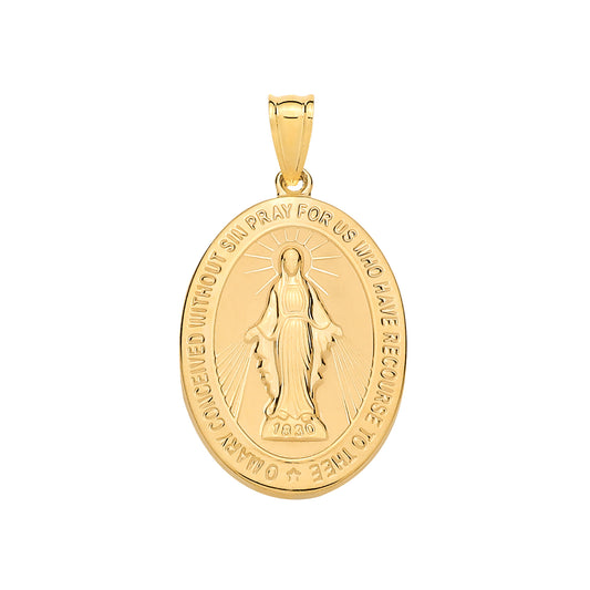 9ct Yellow Gold Virgin Mary Hollow Medallion