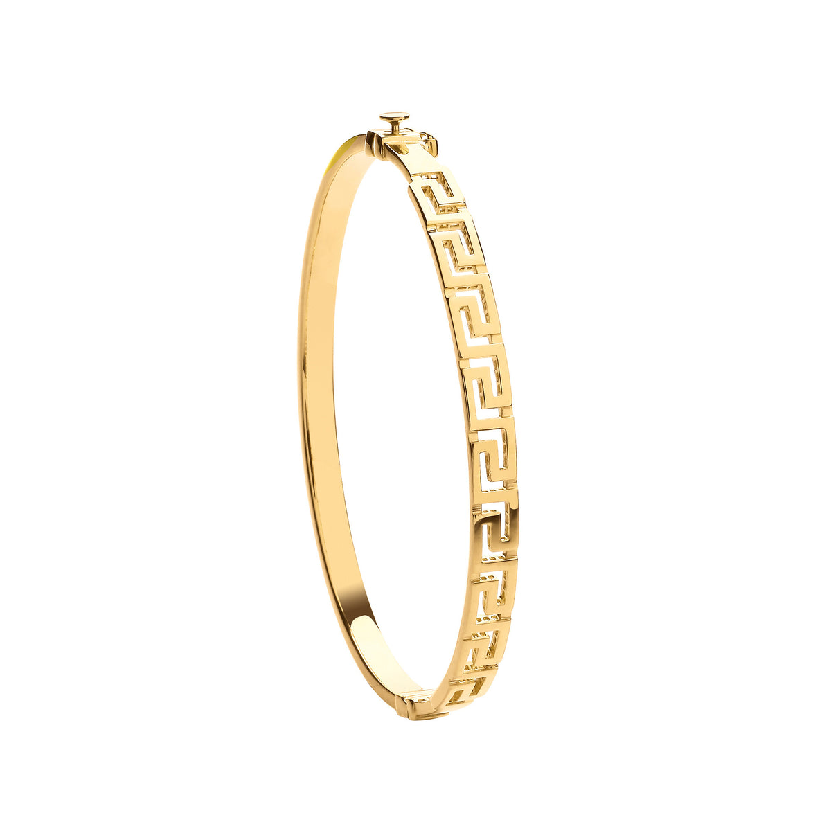 9ct Yellow Gold Greek Key Ladies Hollow Bangle