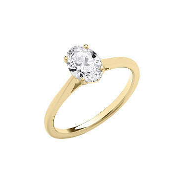 9ct Yellow Gold 1.00ctw Oval Cut Lab-Grown Diamond Ring (IGI Certified)