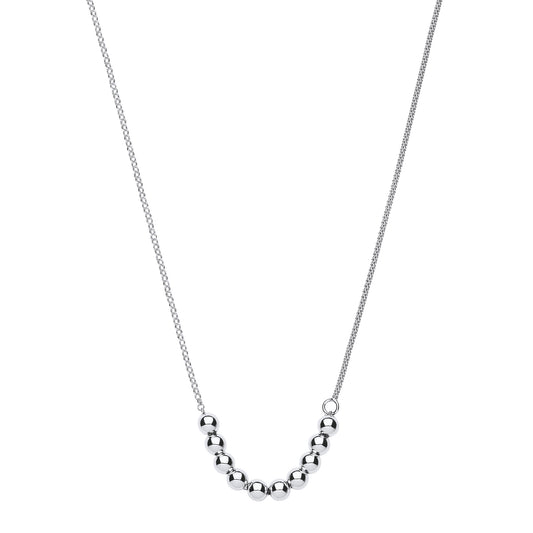 Silver Necklace with Beads on Belcher & Popcorn Chains
