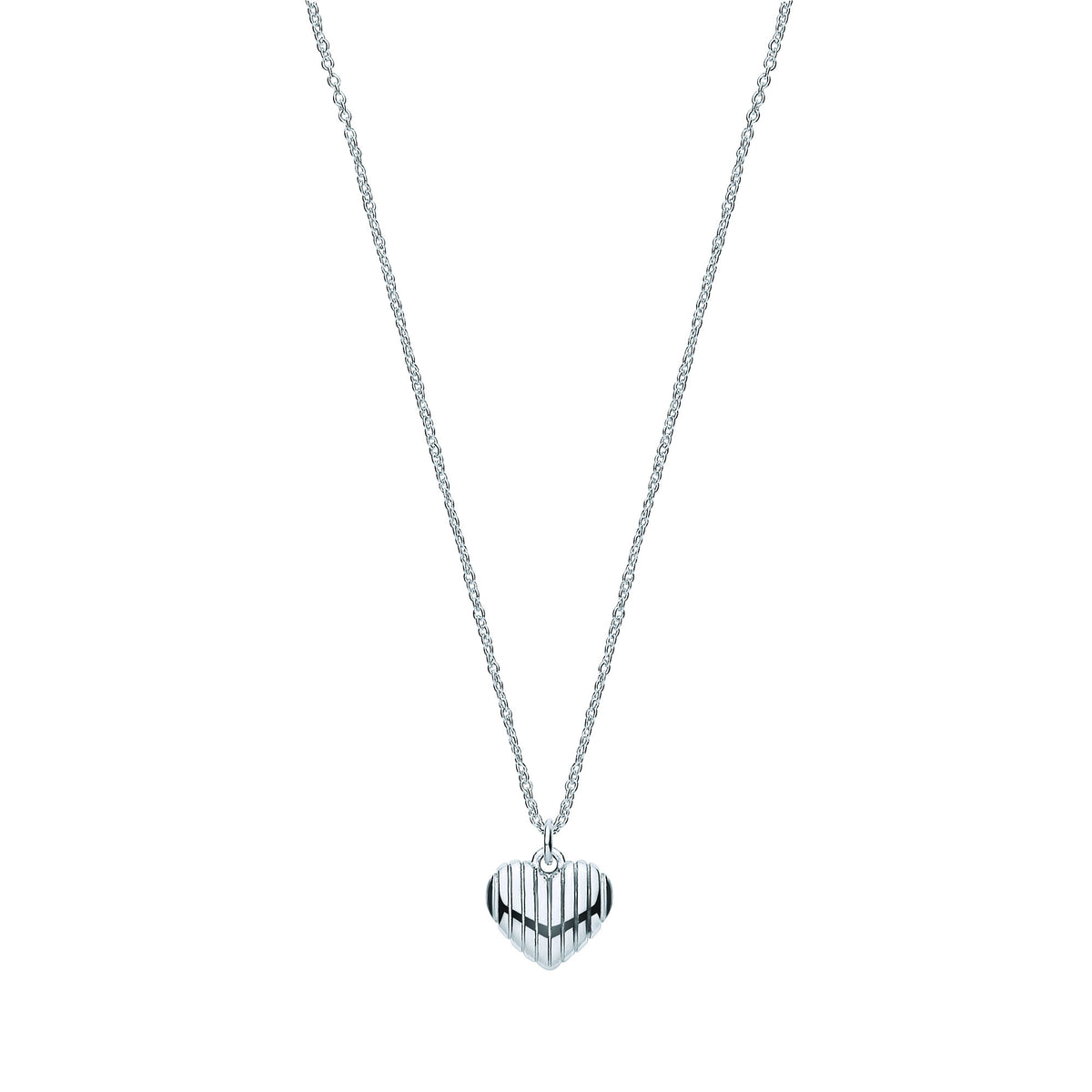 Silver Heart Ribbed Pendant Chain