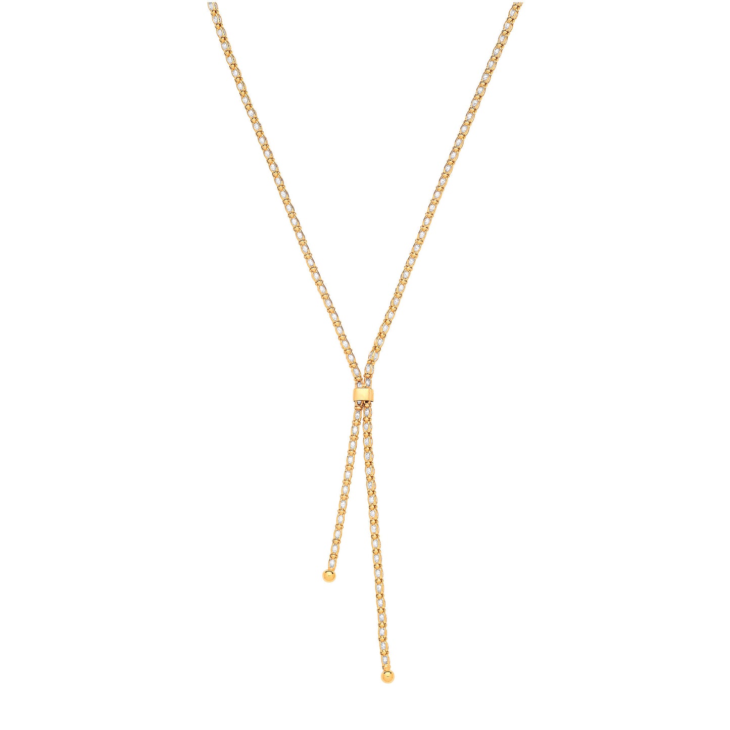 Yellow Gold-Plated Sterling Silver Cubic Zirconia Pave Necklace