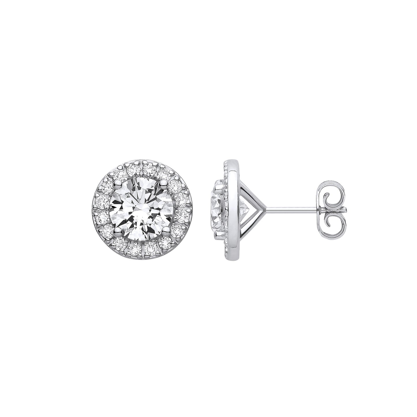 9ct White Gold 3.54ctw LAB GROWN Diamond Halo Earrings IGI Certified