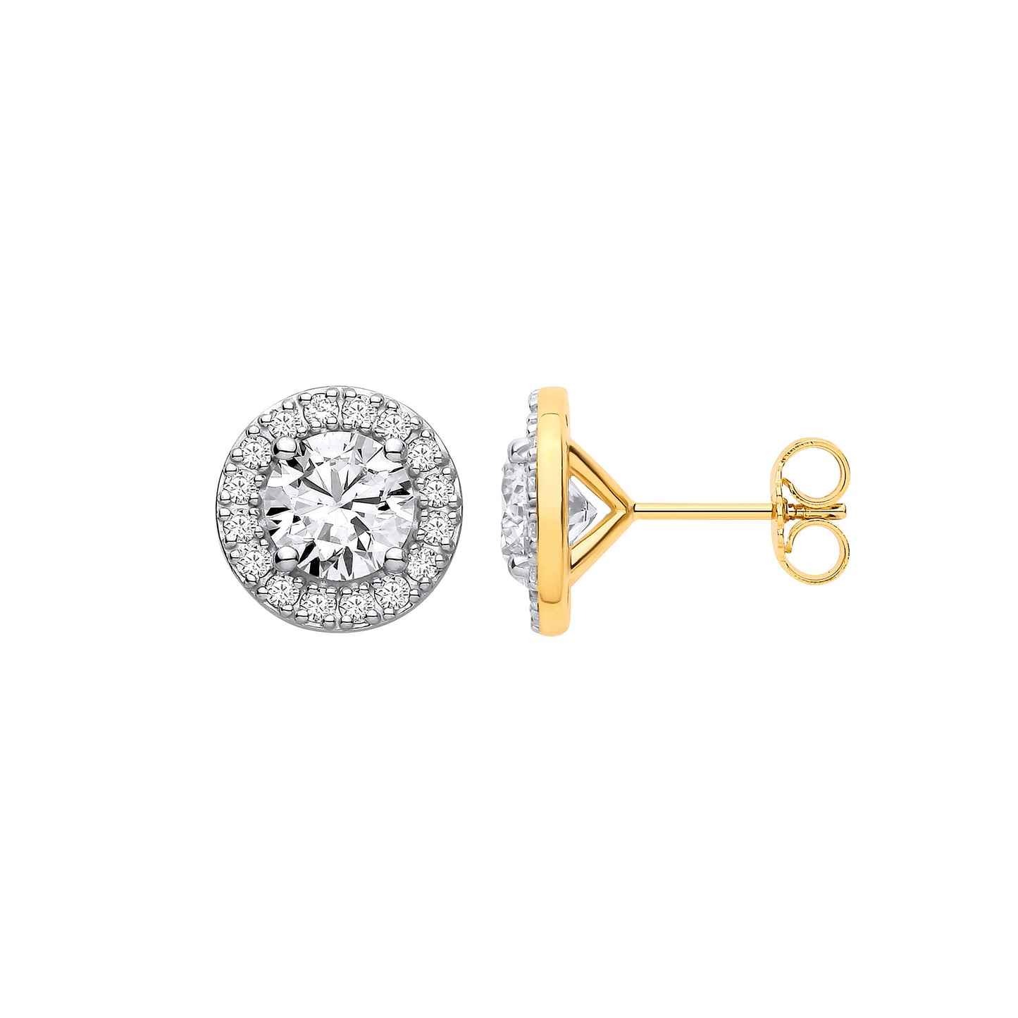 9ct Yellow Gold 3.54ctw Lab-Grown Diamond Halo Stud Earrings – IGI Certified