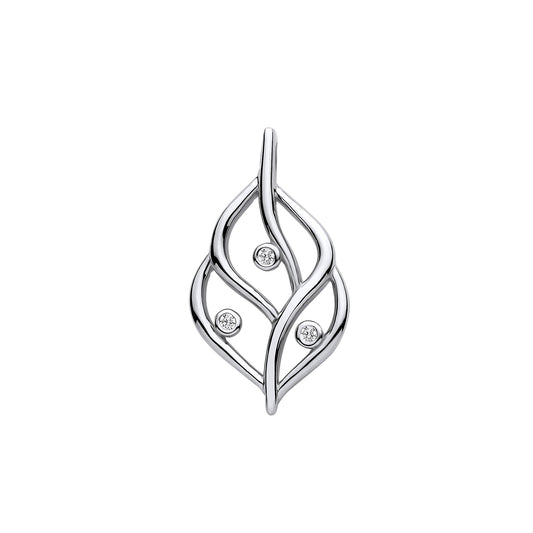 Silver Leaf Pendant with Rubover CZs