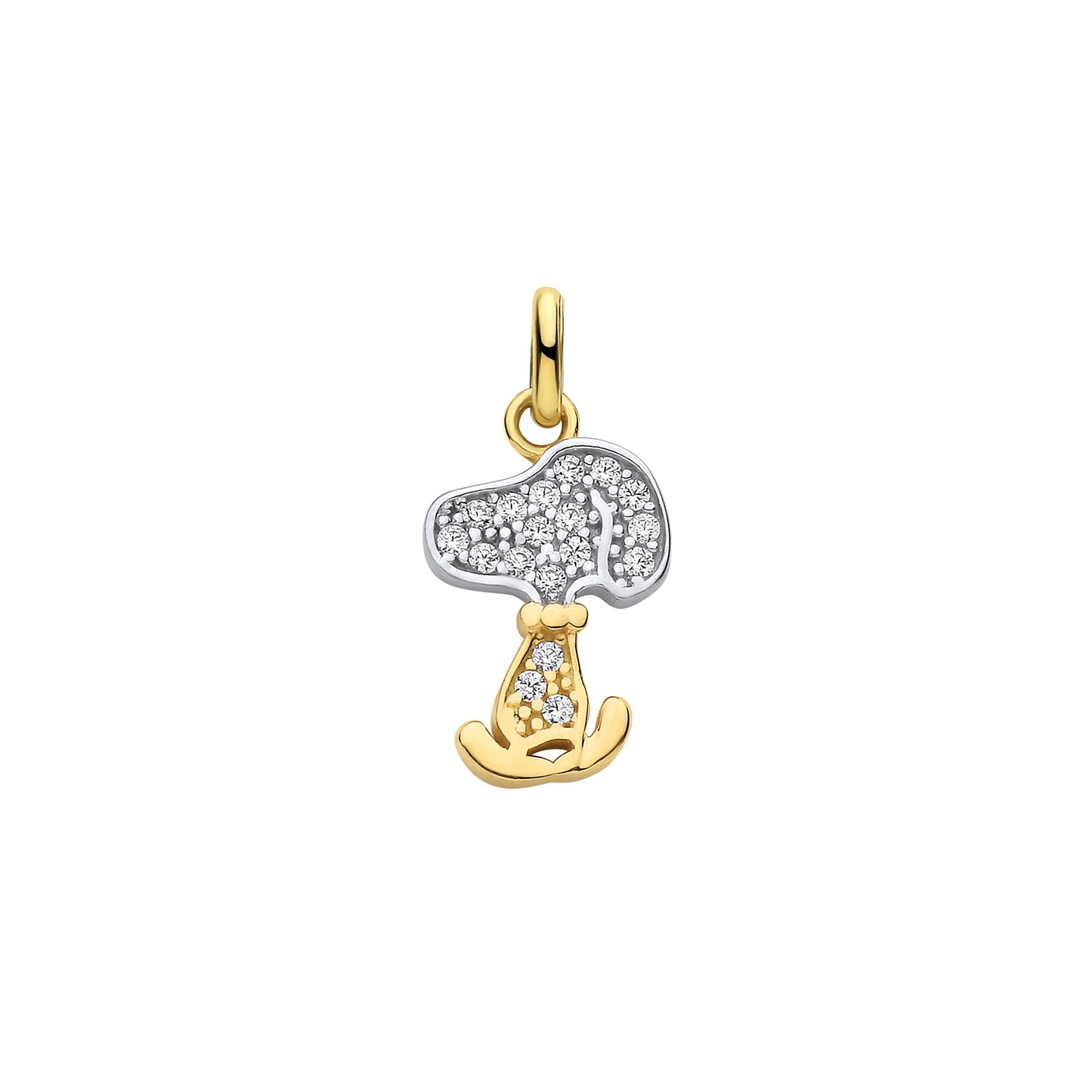 9ct Yellow Gold Snoopy Cubic Zirconia Pendant