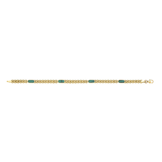 9ct Yellow Gold Green MLCH Panther Link Ladies Bracelet