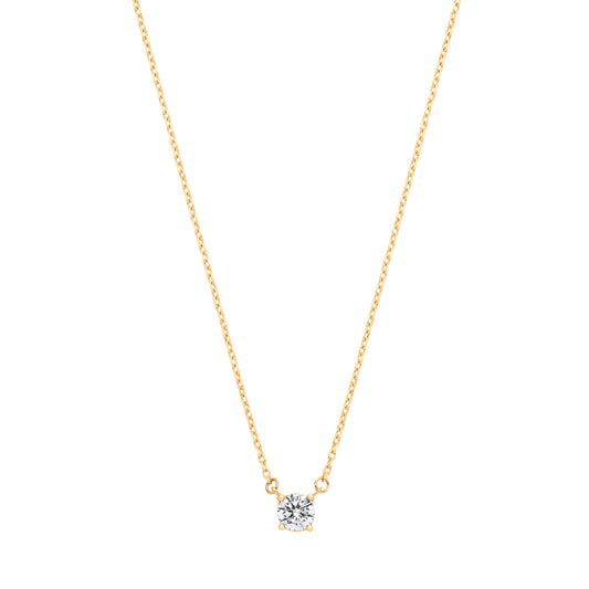 9ct Yellow Gold Single CZ Pendant on 18" Chain