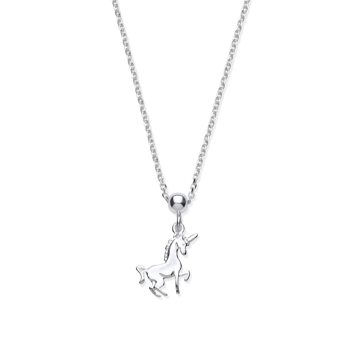 Sterling Silver Unicorn Pendant Necklace and Bracelet Set