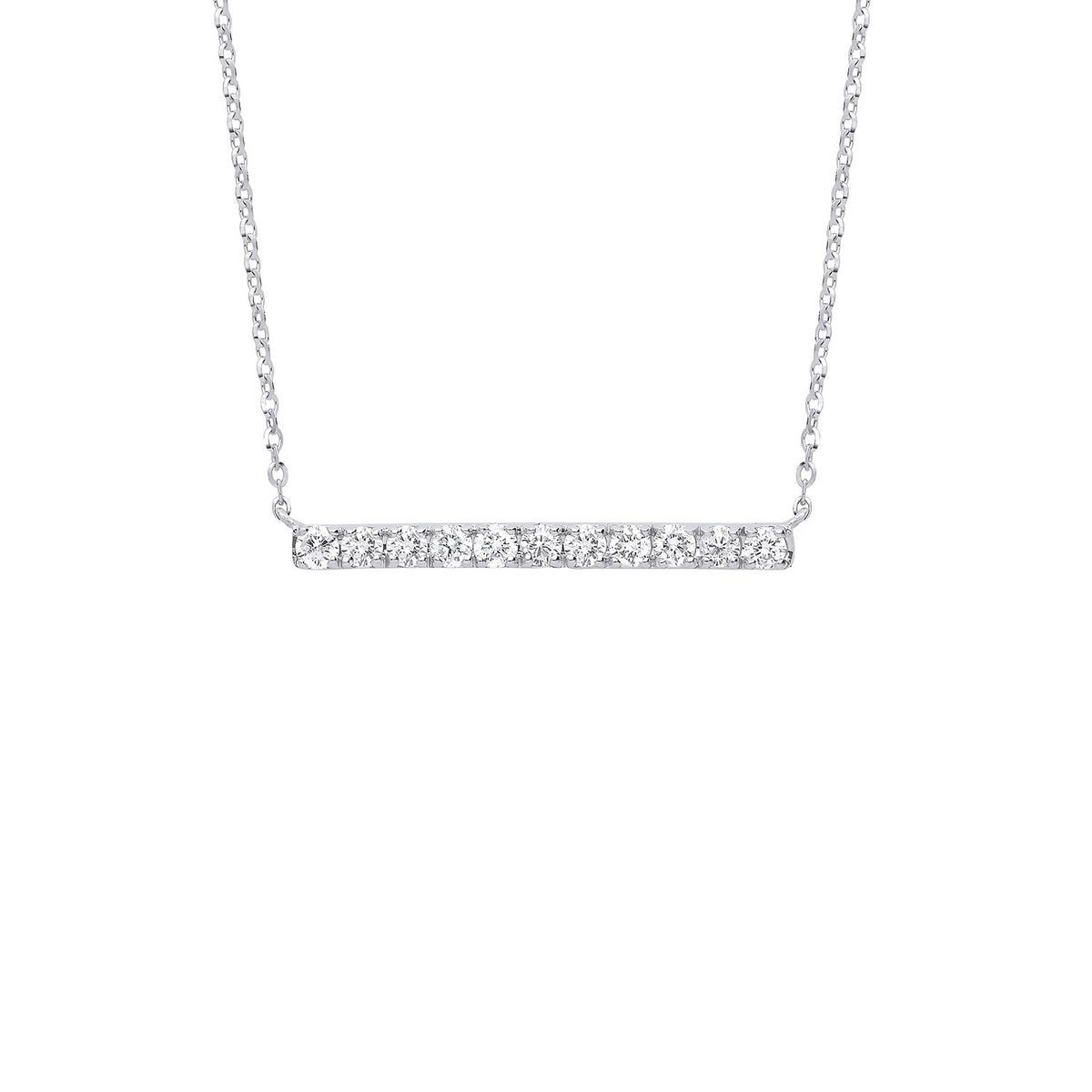 9ct White Gold 0.33ct Diamond Bar Necklace 18"