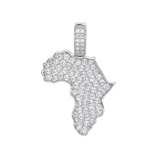 925 Silver CZ Map of Africa Pendant