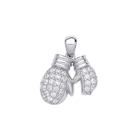 925 Sterling Silver CZ Boxing Gloves Pendant Code