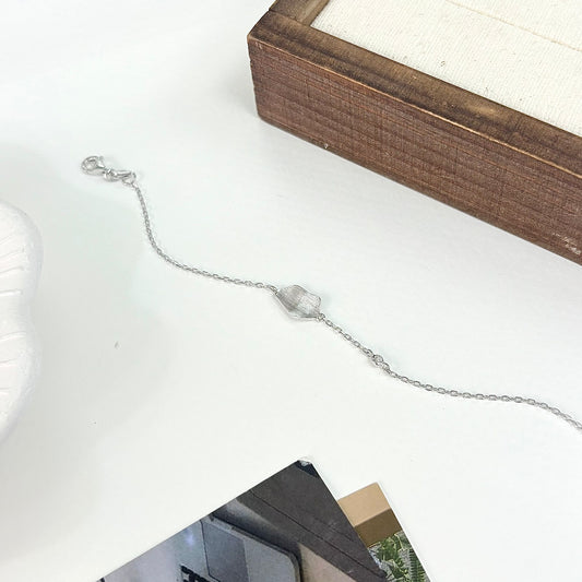 Brush Style Sterling Silver Bracelet With White Cubic Zirconium