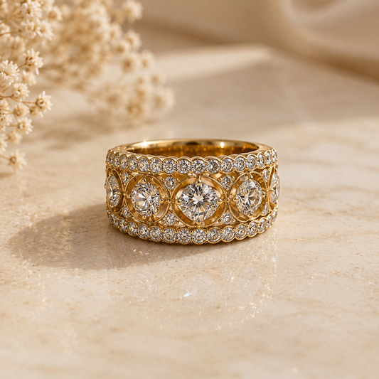18ct Yellow and White Gold Vintage Diamond Cluster Ring