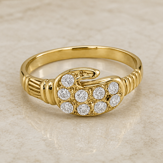 9ct Yellow Gold Cubic Zirconia Boxing Glove Baby / Child Ring