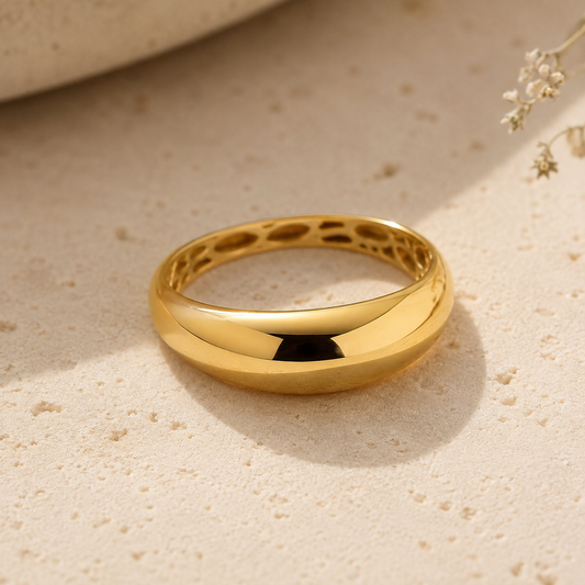 9ct Yellow Gold Plain Dome Ladies Ring