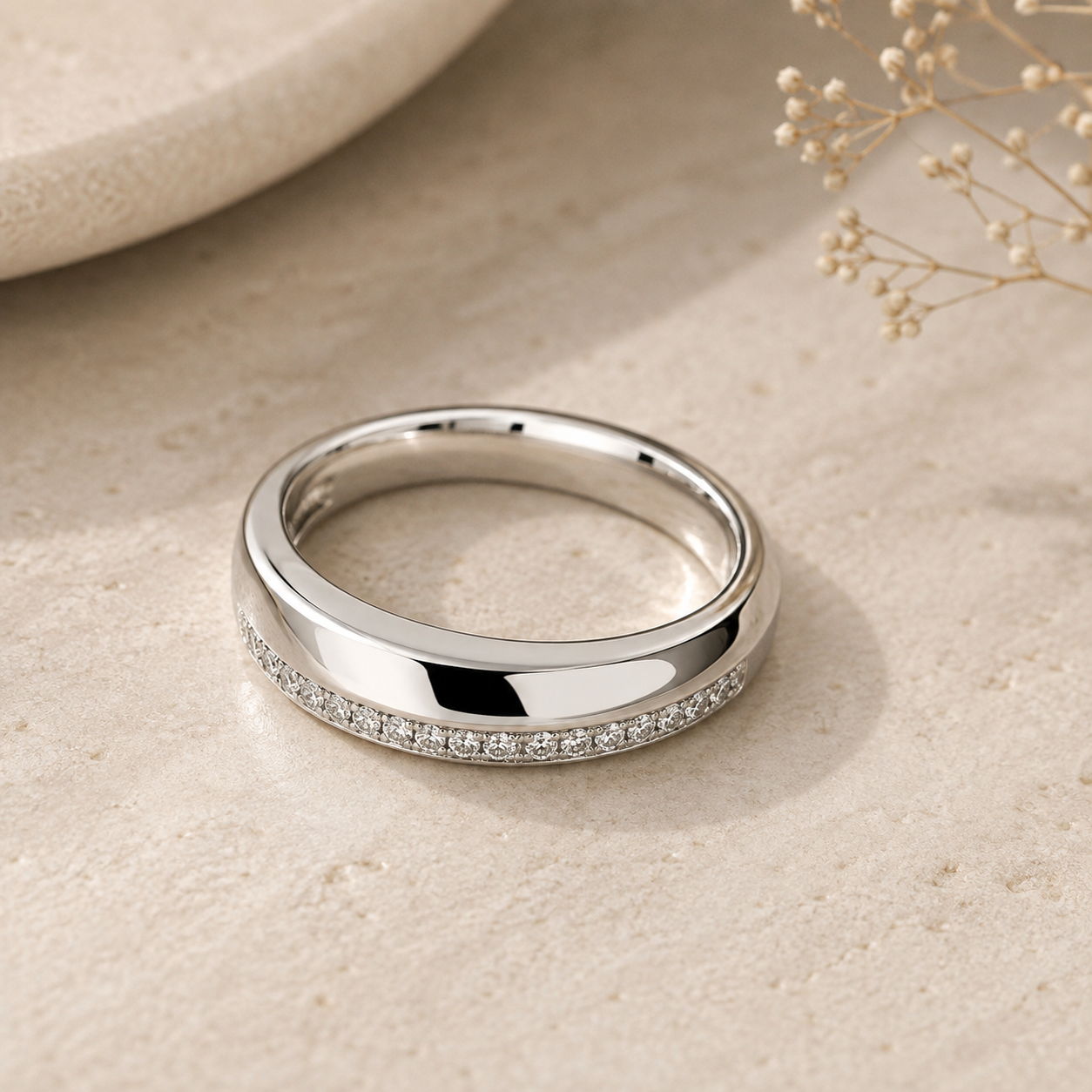 Sterling Silver Three-Quarter Eternity Ladies Ring