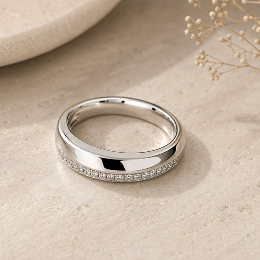 Sterling Silver Three-Quarter Eternity Ladies Ring