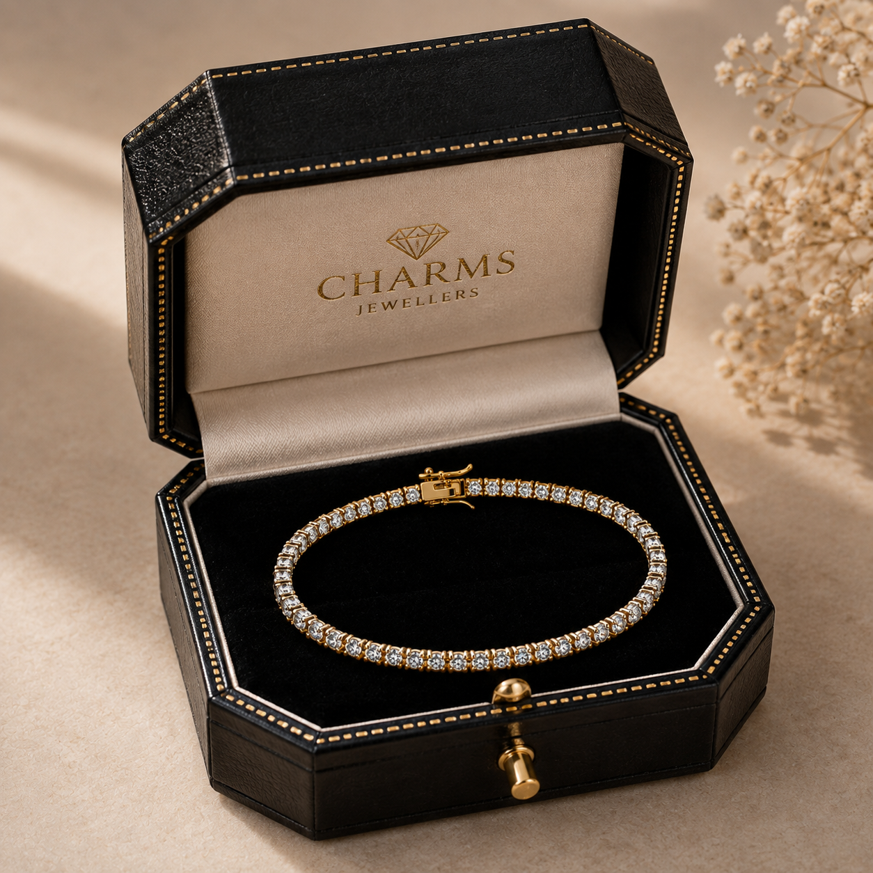 9ct Yellow Gold 5.00ctw Lab-Grown Diamond Tennis Bracelet – WGI Certified
