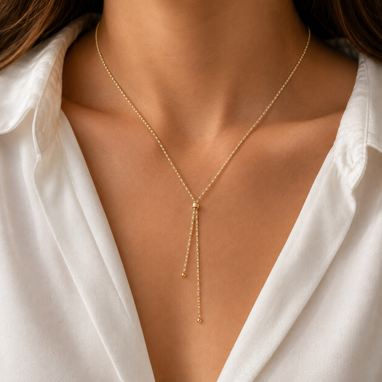 Yellow Gold-Plated Sterling Silver Cubic Zirconia Pave Necklace