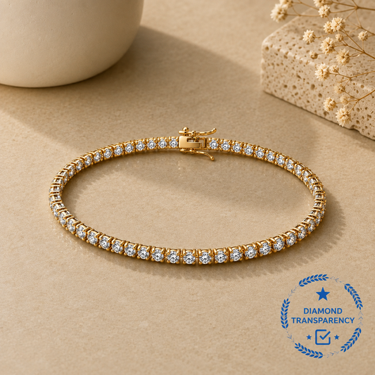9ct Yellow Gold 5.00ctw Lab-Grown Diamond Tennis Bracelet – WGI Certified