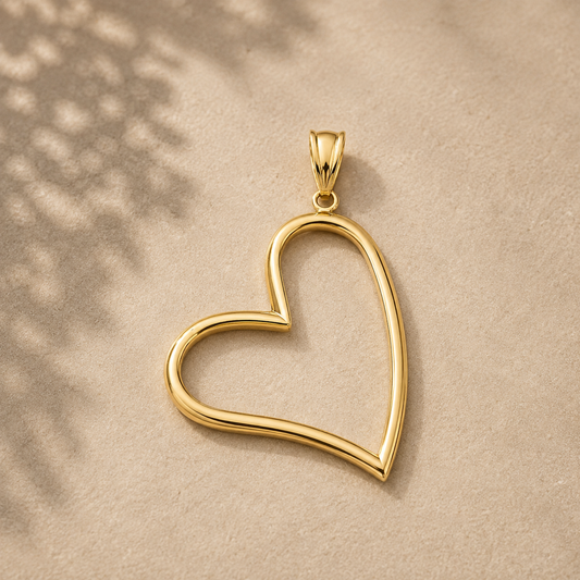 9ct Yellow Gold Cut-Out Heart Pendant Classic Keepsake