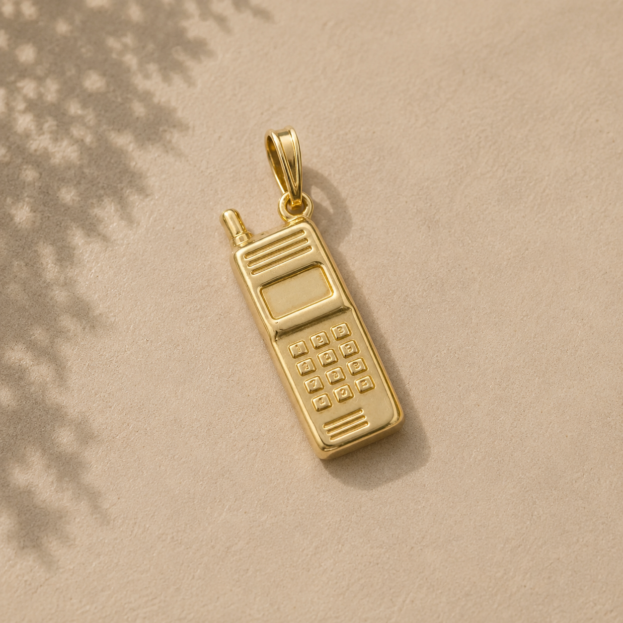 9ct Retro Yellow Gold Mobile Phone Pendant Charm
