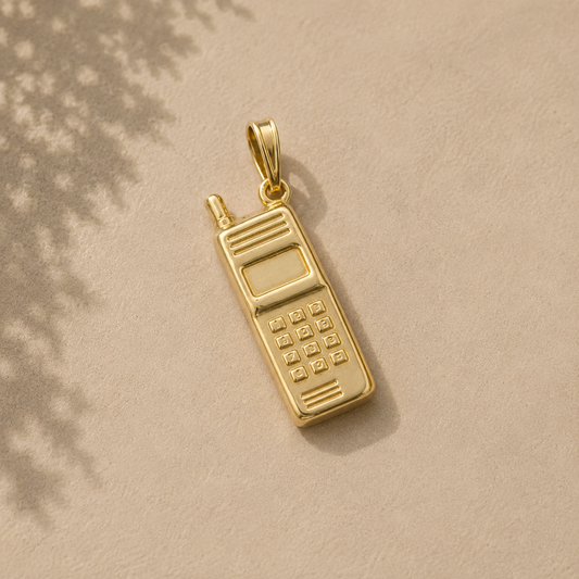 9ct Retro Yellow Gold Mobile Phone Pendant Charm