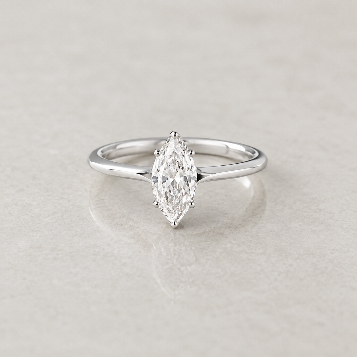 18ct White Gold 1.00ctw Marquise Cut LAB GROWN Diamond Ring IGI Certified