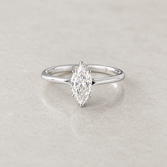 18ct White Gold 1.00ctw Marquise Cut LAB GROWN Diamond Ring IGI Certified