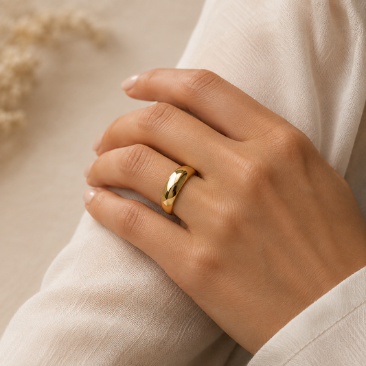 9ct Yellow Gold Plain Dome Ladies Ring